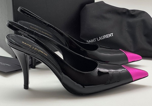 Лаковые босоножки Saint Laurent черные