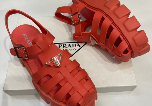Кожаные сандалии Prada на толстой подошве
