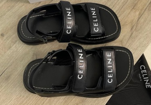 Женские кожаные сандалии Celine черные