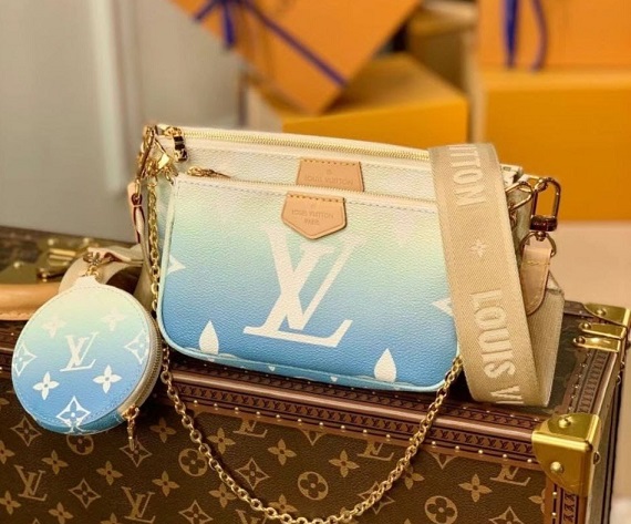 Женская сумка Louis Vuitton Multi Pochette голубая