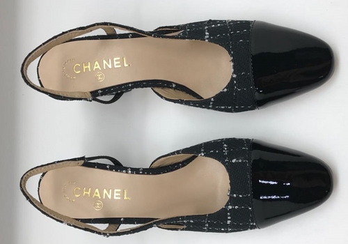 Босоножки Chanel Cruise черные твид