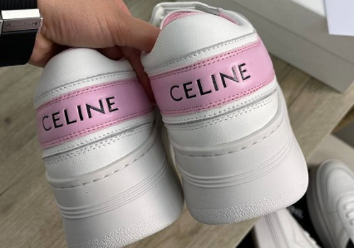Женские кеды Celine белые с розовым