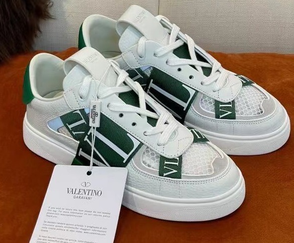 Женские кеды Valentino Garavani белые с зеленым LM-14101 – Lazurka Mall