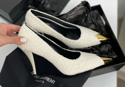 Женские белые туфли Saint Laurent