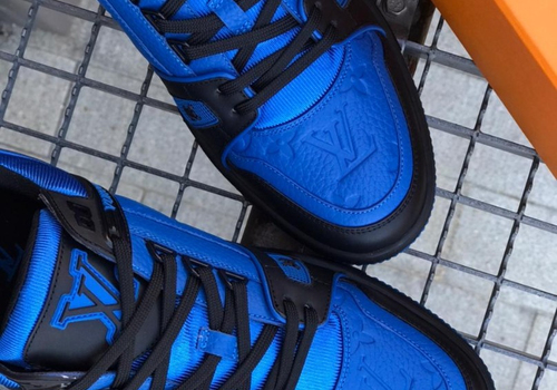 Кожаные кроссовки Louis Vuitton Trainer синие