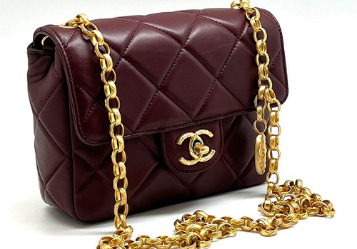 Кожаная сумка Chanel бордовая
