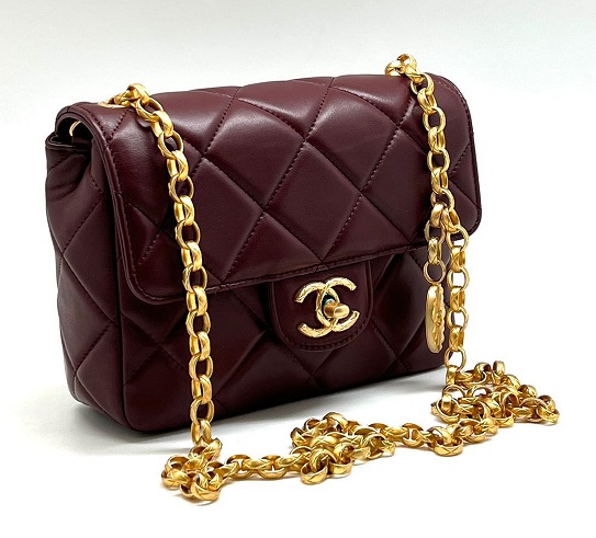 Кожаная сумка Chanel бордовая