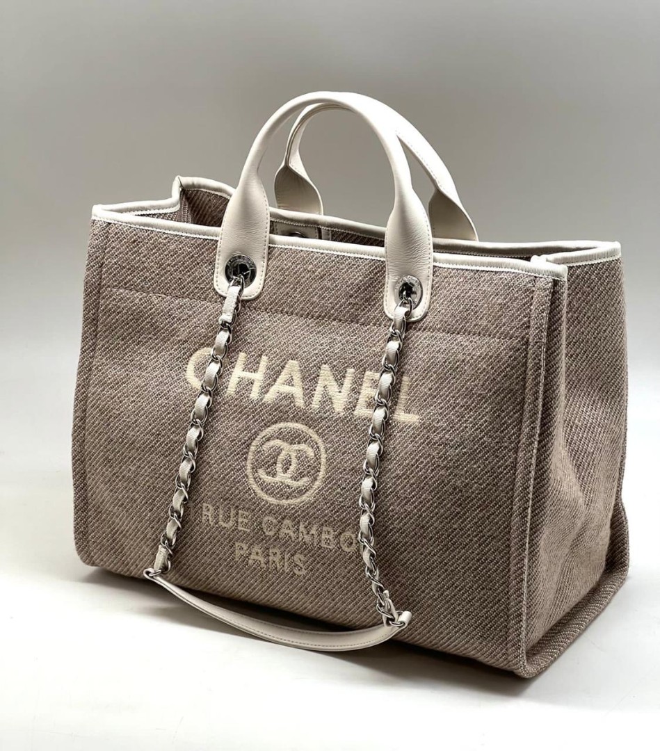 Женская пляжная сумка Chanel бежевая