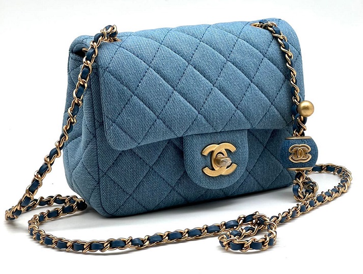 Голубая сумка Chanel 2.55 Mini