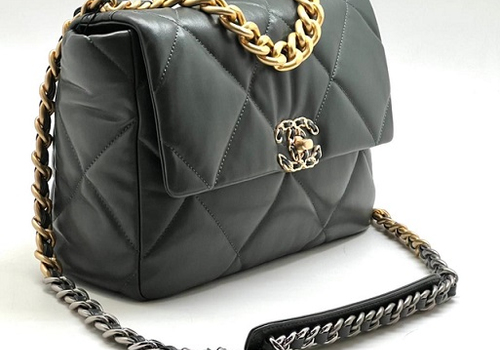 Кожаная сумка Chanel 19 графитовая 30 cm