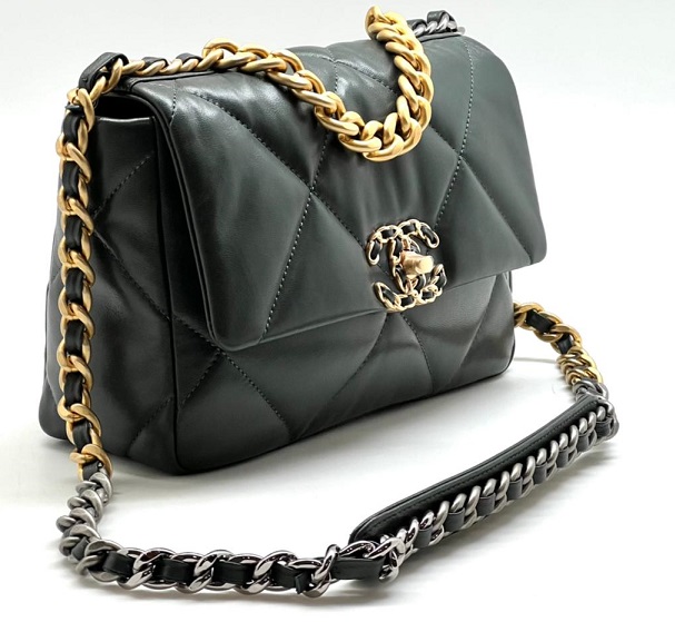 Кожаная сумка Chanel 19 графитовая 26 cm