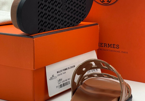 Кожаные коричневые шлепанцы Hermes