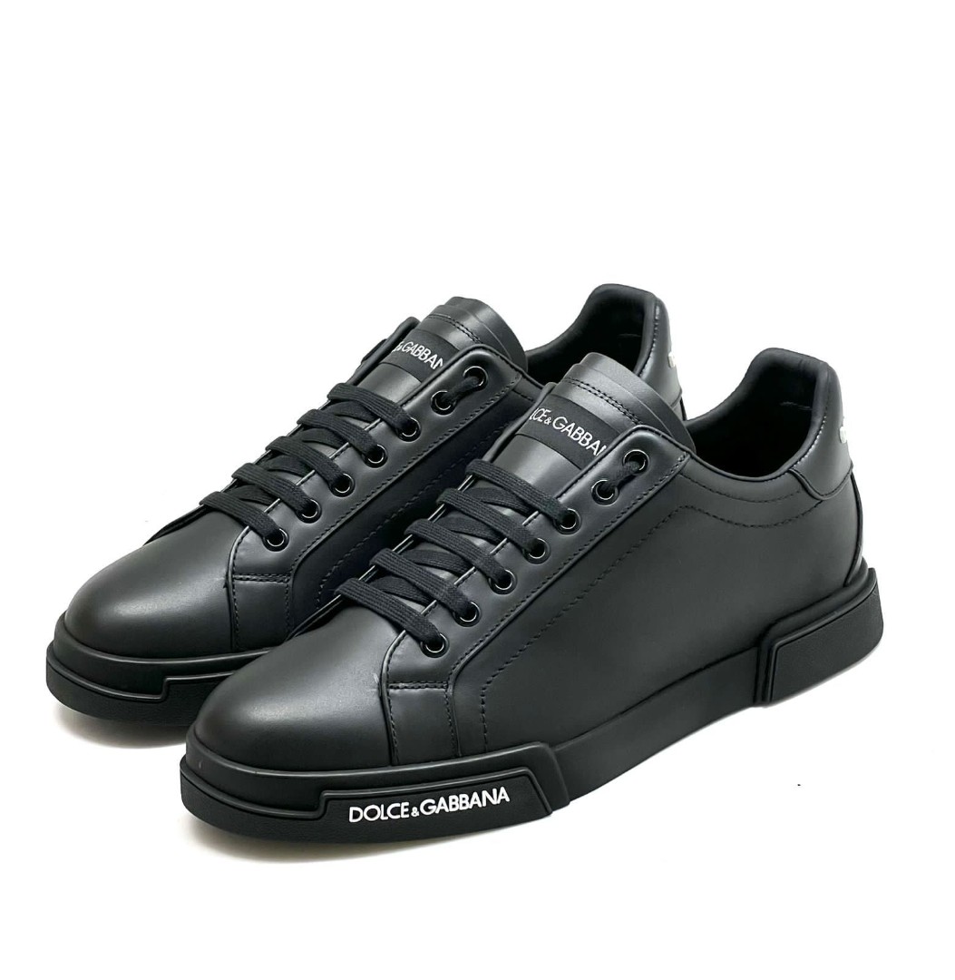 Черные кожаные кроссовки Dolce&Gabbana