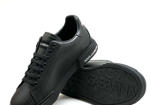 Черные кожаные кроссовки Dolce&Gabbana