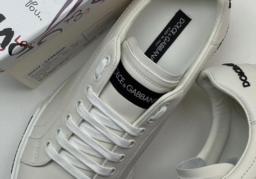 Белые кожаные кроссовки Dolce&Gabbana