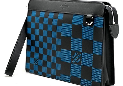 Мужской клатч Louis Vuitton синий с черным