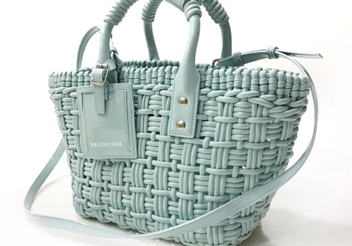 Женская сумка Balenciaga Bistro XS Basket With Strap голубая