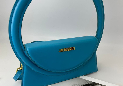Женская кожаная сумка Jacquemus Le sac Rond голубая