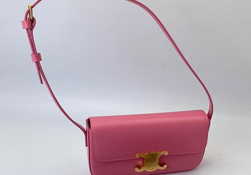 Женская кожаная сумка Celine Triomphe розовая