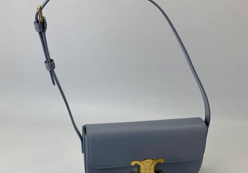 Женская кожаная сумка Celine Triomphe голубая