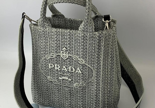 Женская серая сумка из текстиля Prada