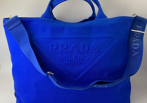 Женская синяя сумка из текстиля Prada