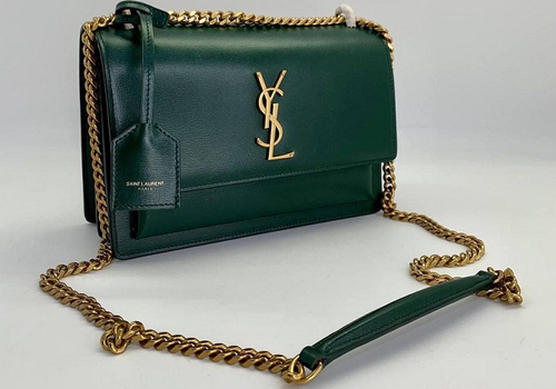 Кожаная зеленая сумка Yves Saint Laurent Sunset