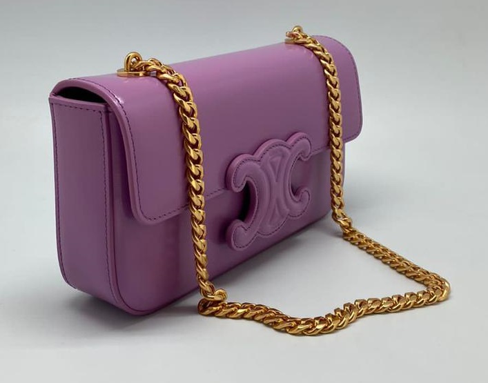 Женская кожаная сумка Celine Triomphe фиолетовые