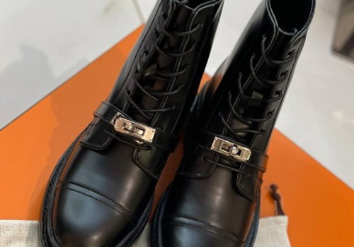 Hermes черные высокие женские ботинки
