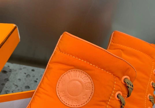 Hermes оранжевые высокие женские ботинки