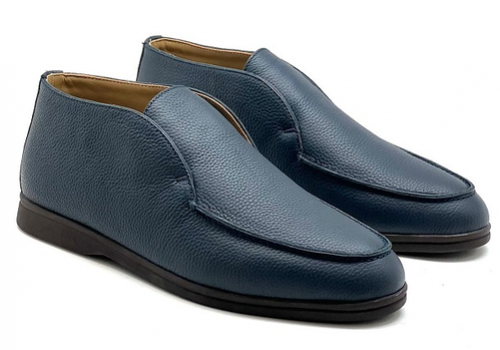 Мужские кожаные синие ботинки Loro Piana