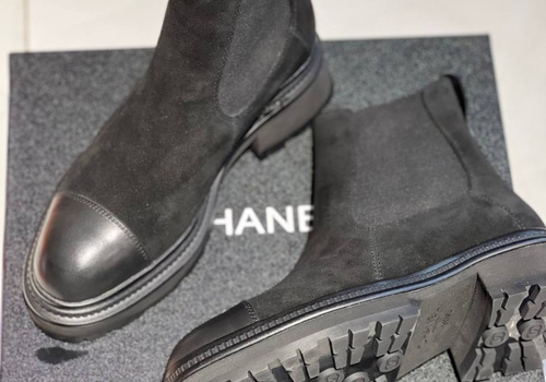 Женские замшевые ботинки Chanel черные