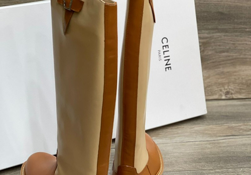 Коричневые кожаные сапоги Celine