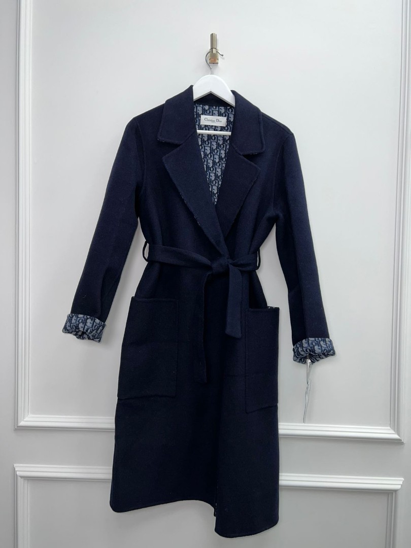 Женское синее пальто Christian Dior