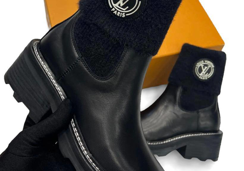 Женские кожаные черные ботинки Louis Vuitton