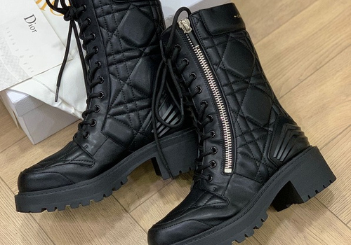 Кожаные черные женские ботинки Christian Dior