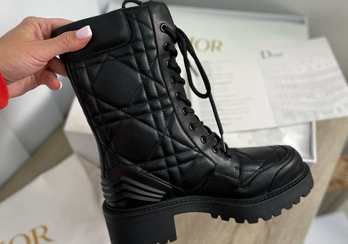 Кожаные черные женские ботинки Christian Dior