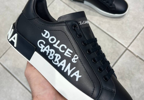 Черные кожаные кеды Dolce&Gabbana Portofino