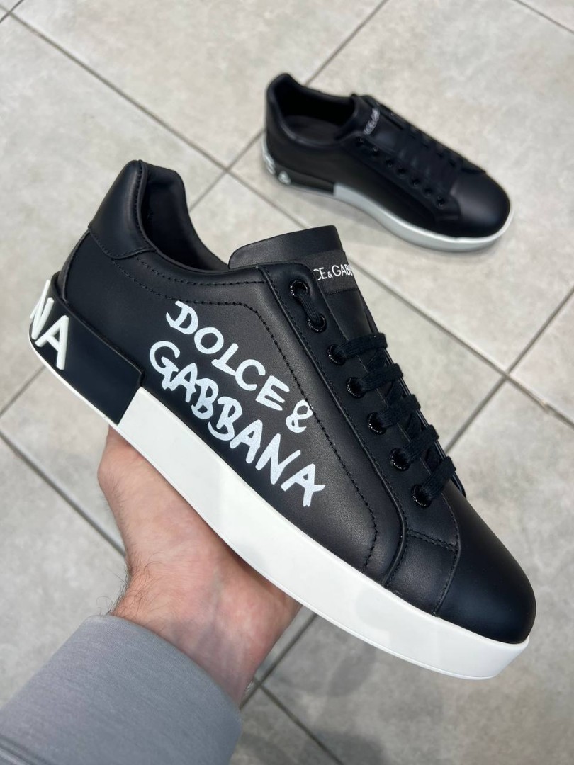 Черные кожаные кеды Dolce&Gabbana Portofino