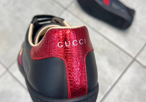 Мужские черные кожаные кроссовки Gucci Ace