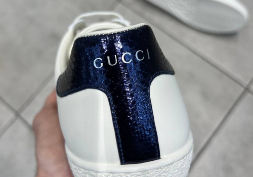 Мужские белые кожаные кроссовки Gucci Ace