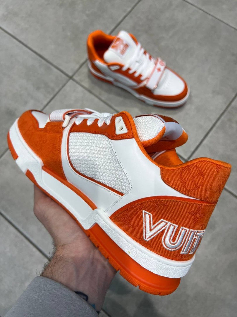 Кожаные кроссовки Louis Vuitton Trainer оранжевые