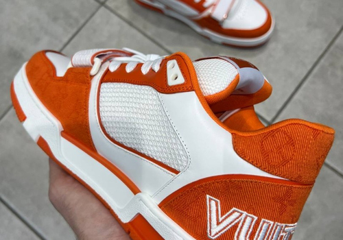 Кожаные кроссовки Louis Vuitton Trainer оранжевые