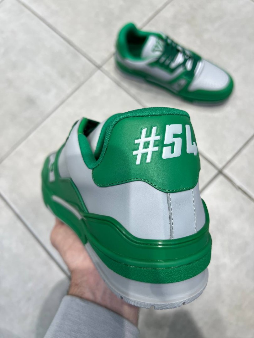 Мужские кожаные кроссовки Louis Vuitton Trainer зеленые