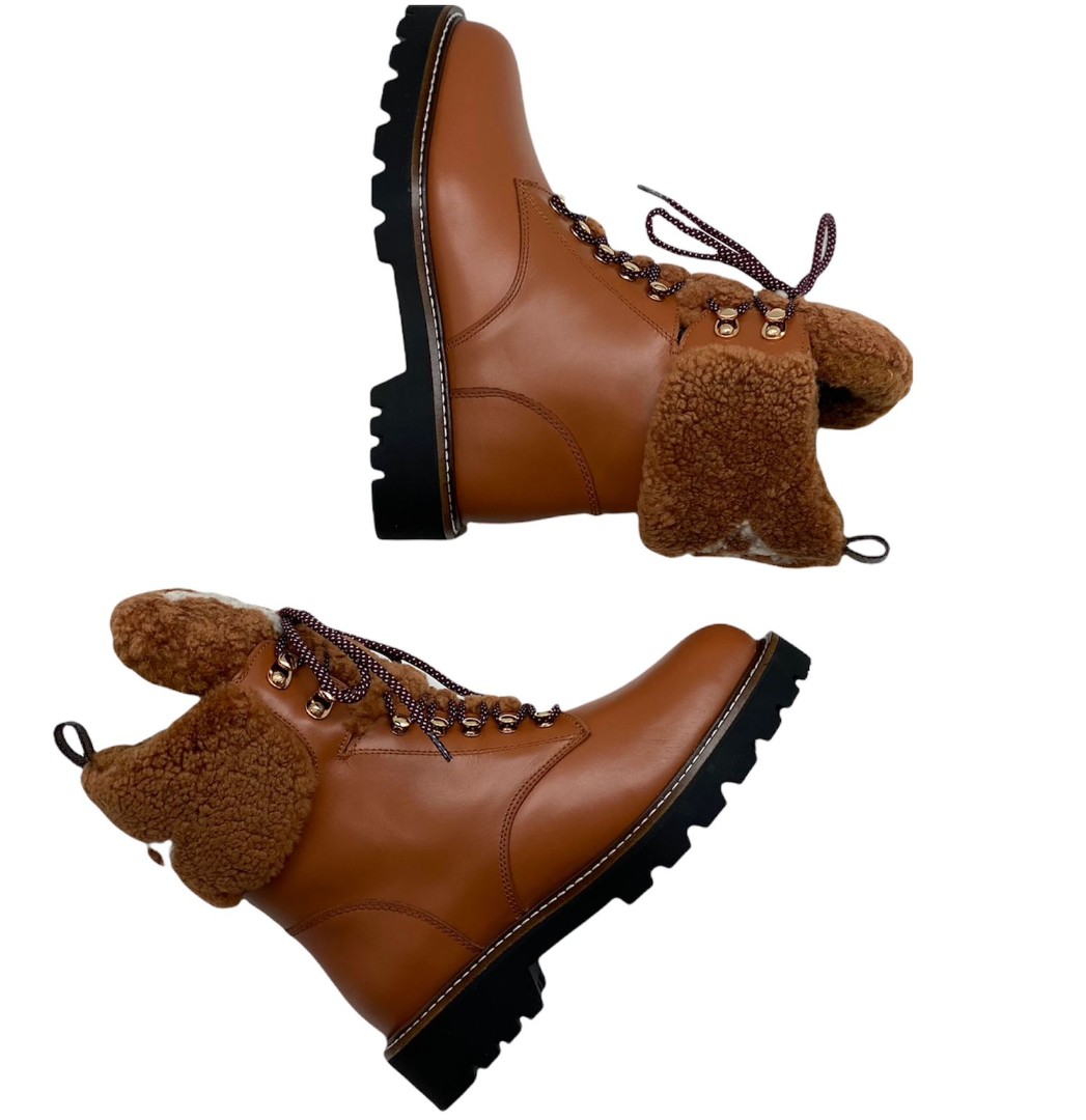 Женские зимние коричневые ботинки Louis Vuitton