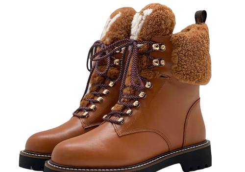 Женские зимние коричневые ботинки Louis Vuitton