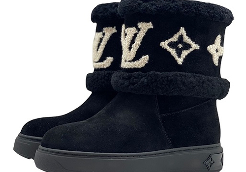 Женские зимние черные сапоги Louis Vuitton
