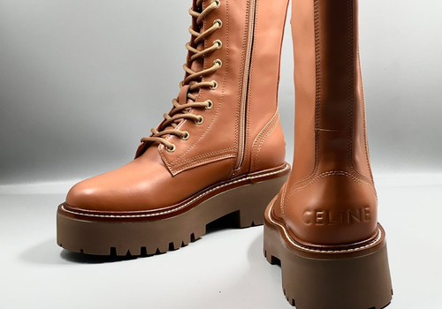 Высокие кожаные коричневые ботинки Celine