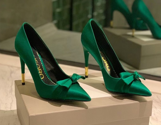 Женские туфли Tom Ford зеленые на высоком каблуке