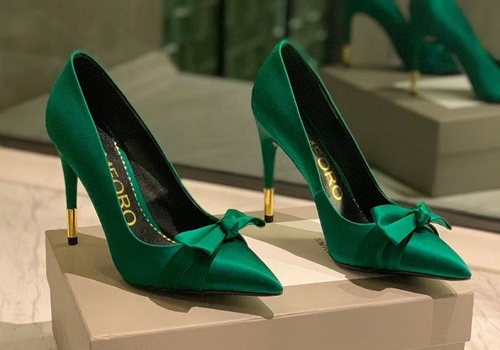 Женские туфли Tom Ford зеленые на высоком каблуке